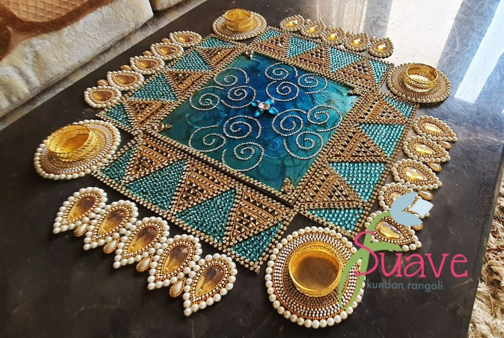 Blue pearl rangoli- air element – Suave Rangoli